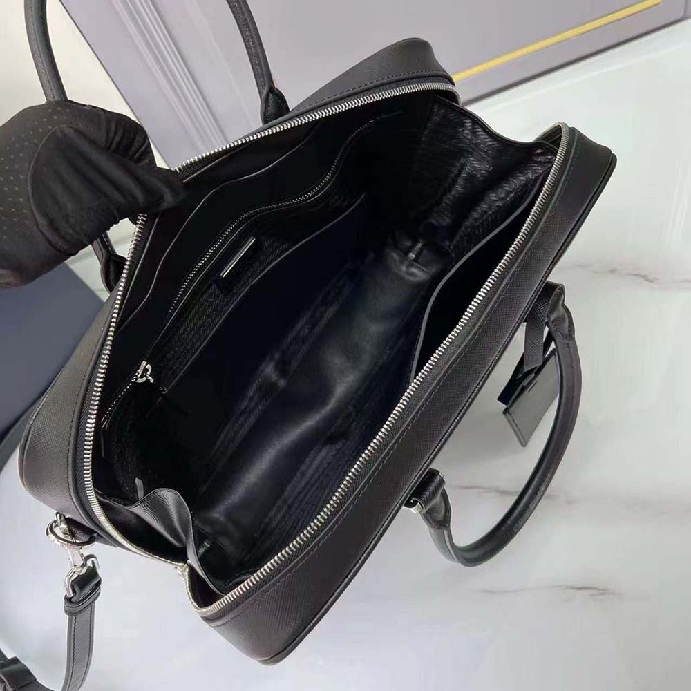 Prada Men Saffiano Leather Work Bag-Black - image 6