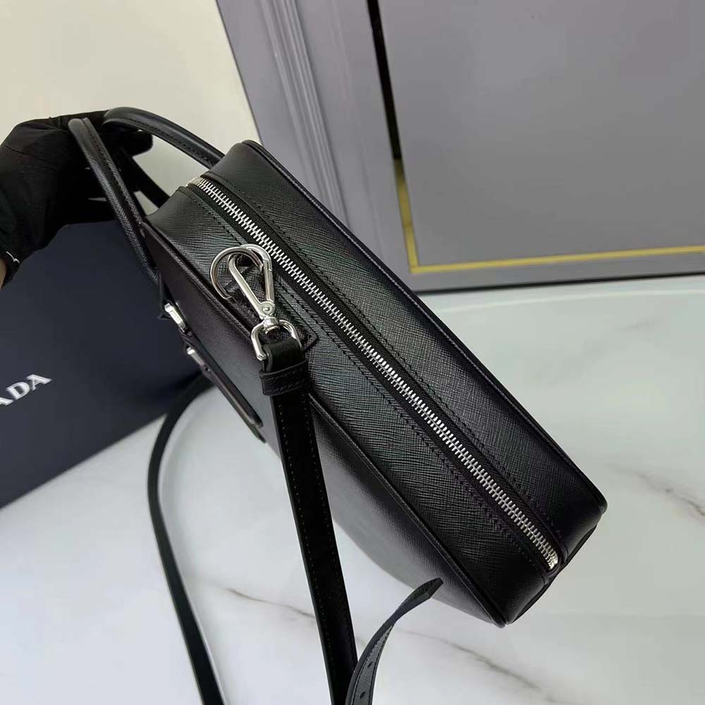 Prada Men Saffiano Leather Work Bag-Black - image 7