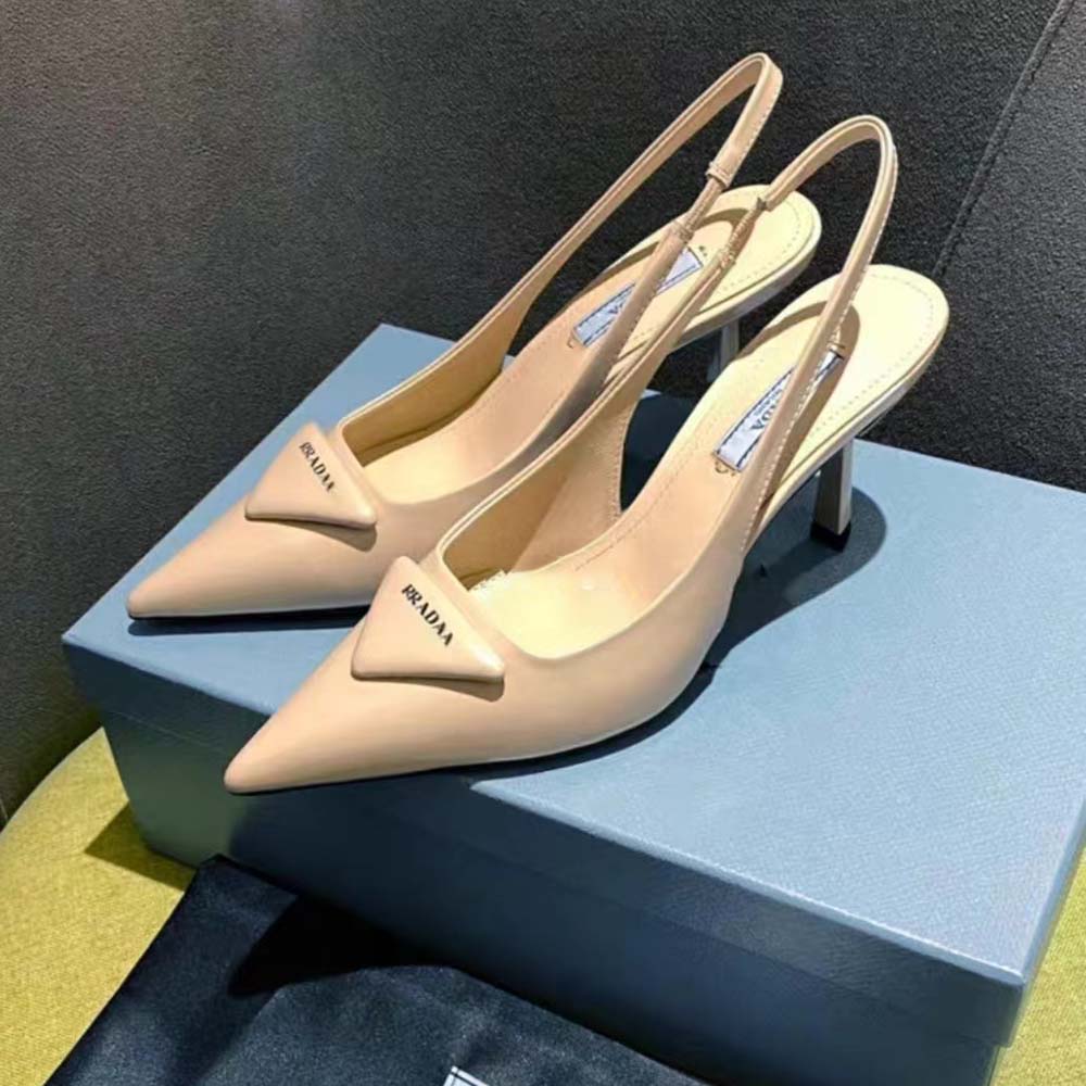 Prada Women Brushed Leather Sandals in 75 mm Heel Height-Pink - image 4