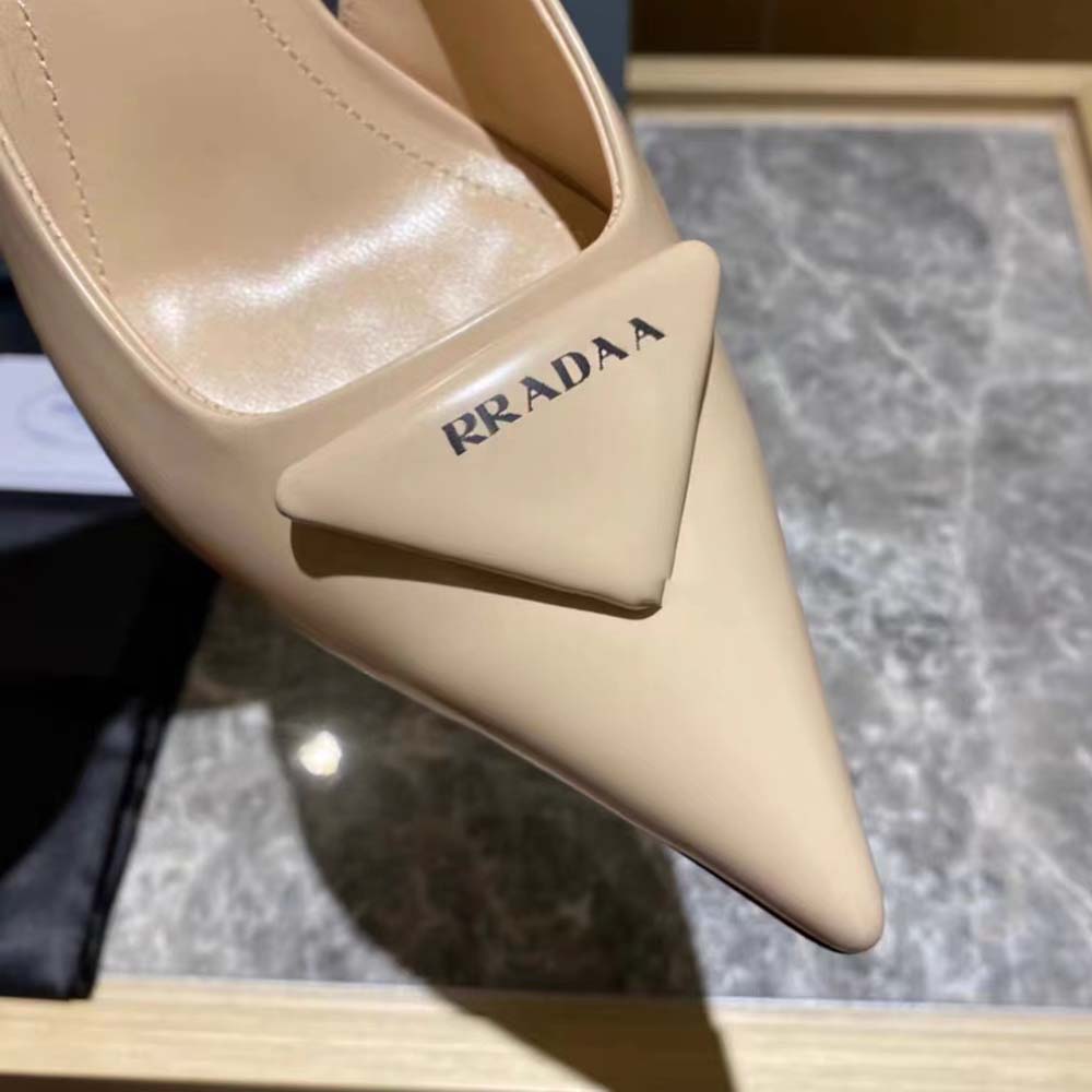 Prada Women Brushed Leather Sandals in 75 mm Heel Height-Pink - image 6