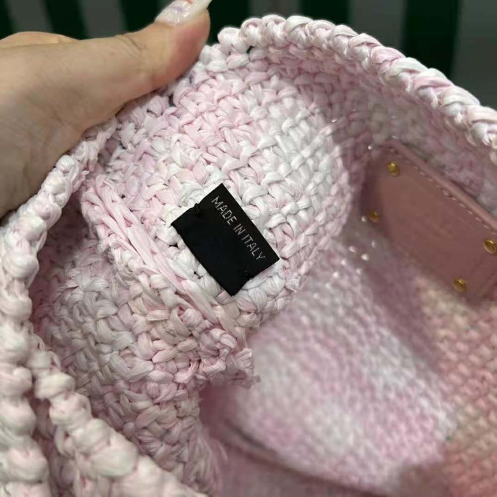 Prada Women Crochet Bag with Embroidered Lettering Logo-Pink - image 9