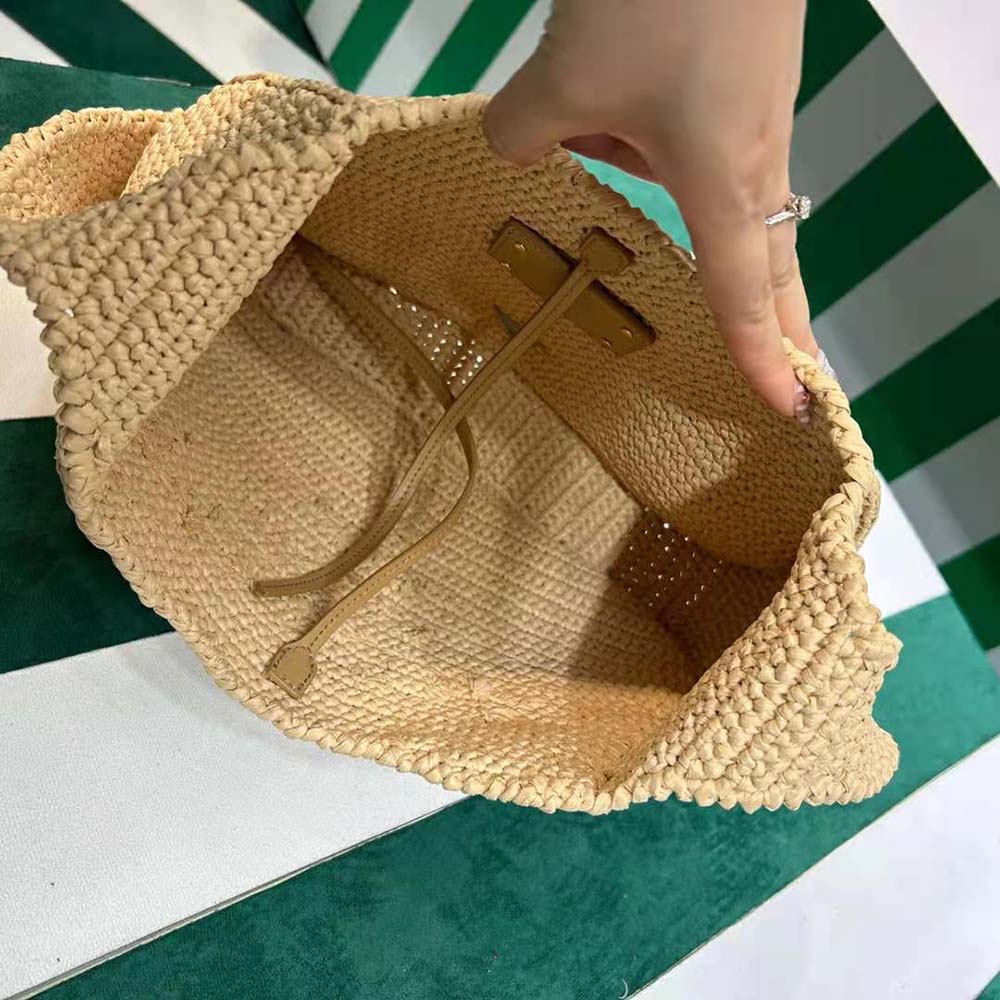 Prada Women Crochet Tote Bag with Embroidered Lettering Logo-Natural - image 10