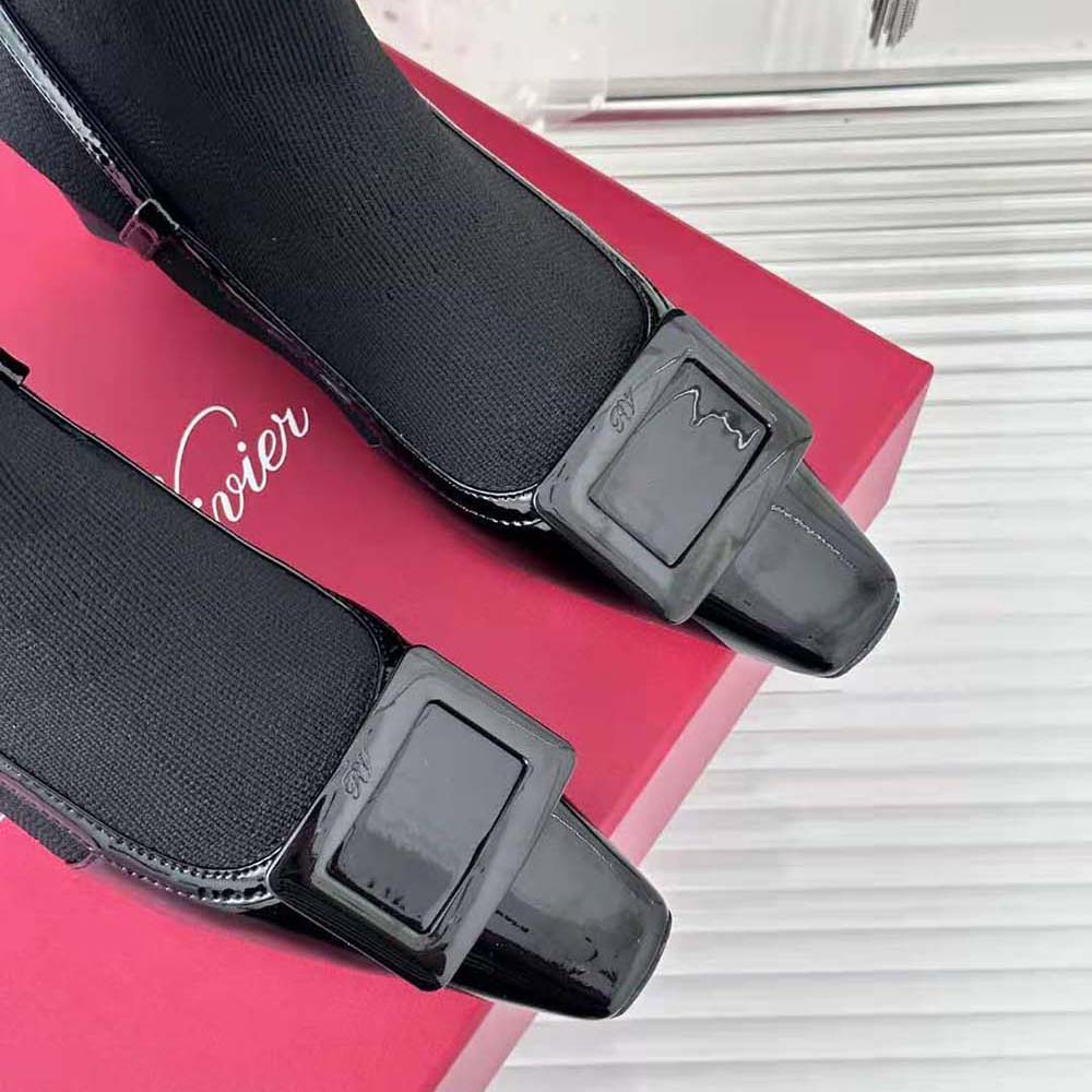 Roger Vivier Women Belle Vivier Sock Lacquered Buckle Ankle Boots in Patent Leather-Black - image 9
