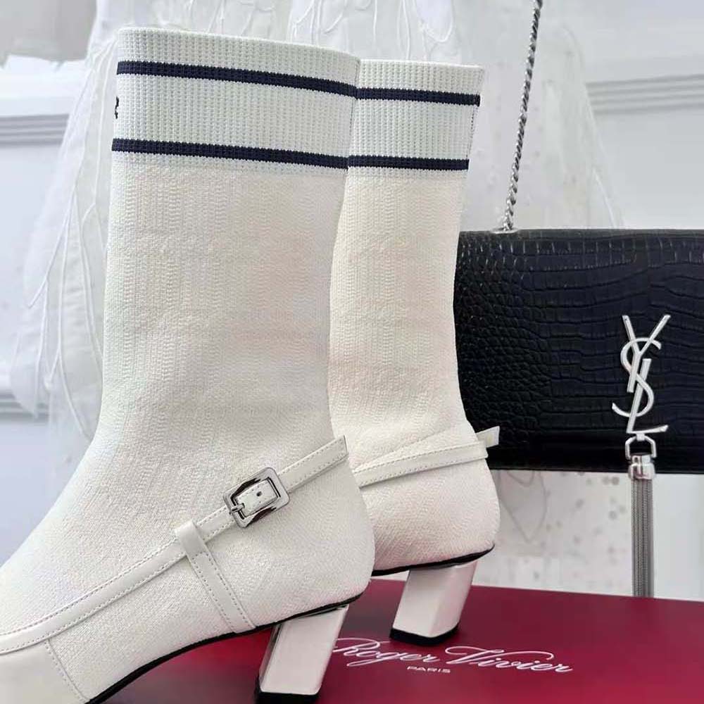 Roger Vivier Women Belle Vivier Sock Lacquered Buckle Ankle Boots in Patent Leather-White - image 10