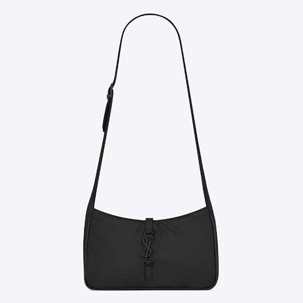 Front view of Saint Laurent YSL Men Le 5 à 7 Crossbody Bag in black nylon