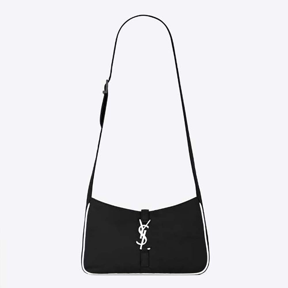 Front view of Saint Laurent YSL Men Le 5 à 7 Crossbody Bag in white nylon