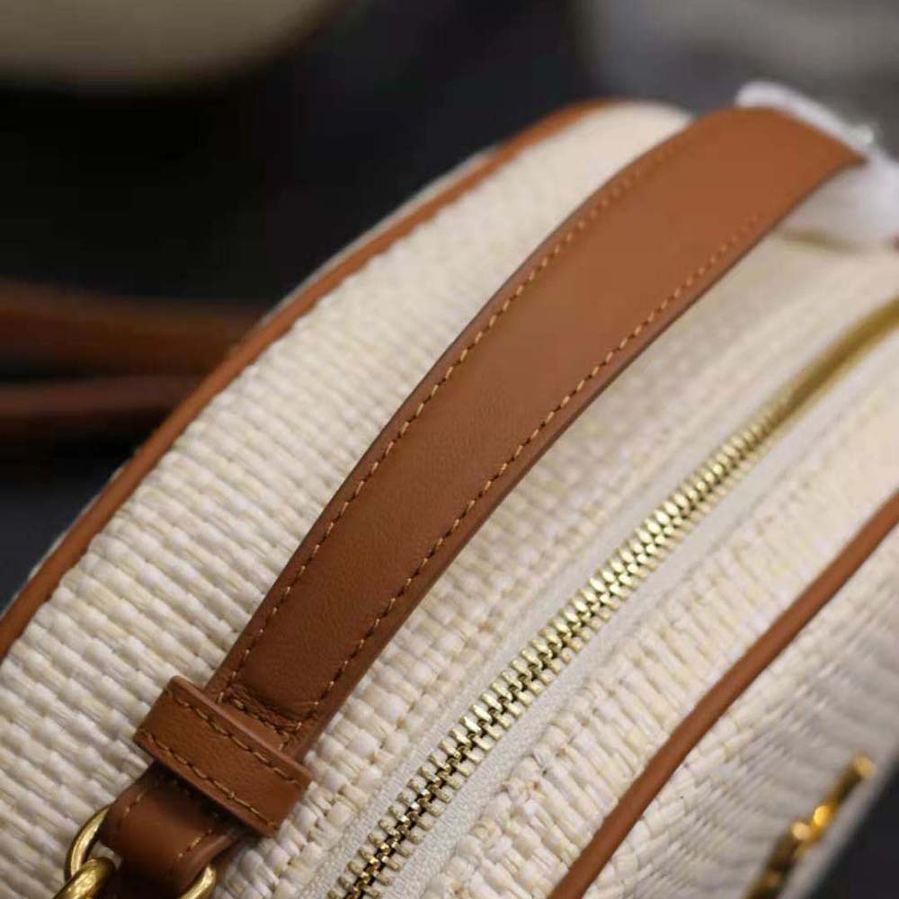 Saint Laurent YSL Women Camera Bag in Raffia and Vegetable-tanned Leather - image 9