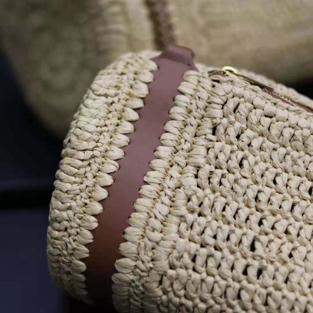 Saint Laurent YSL Women Cassandre Small Cylindric Bag in Raffia and Vegetable-tanned Leather - image 10