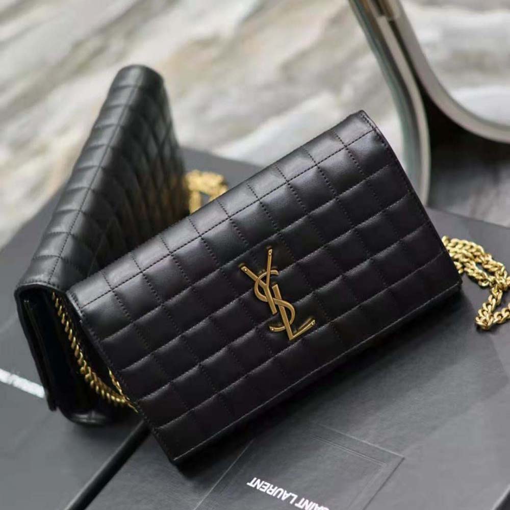 Saint Laurent YSL Women Le Maillon in Quilted Shiny Leather-Black - image 4
