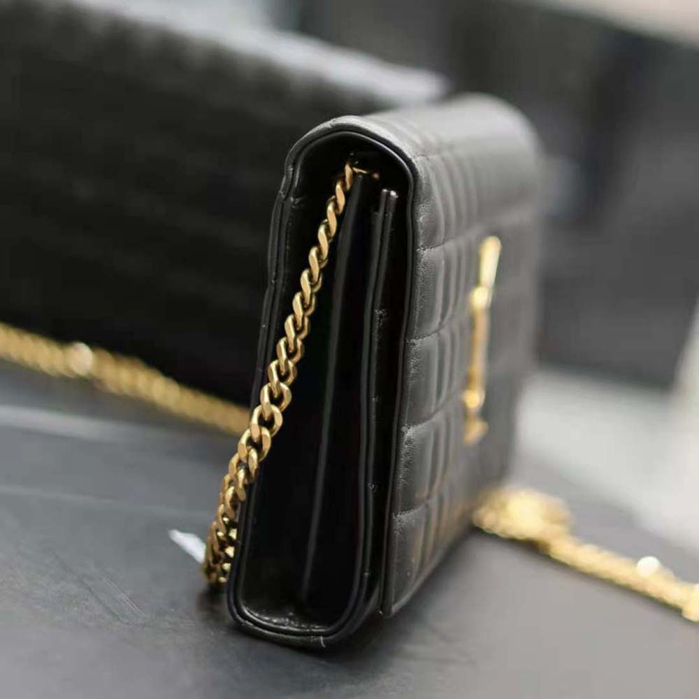 Saint Laurent YSL Women Le Maillon in Quilted Shiny Leather-Black - image 9