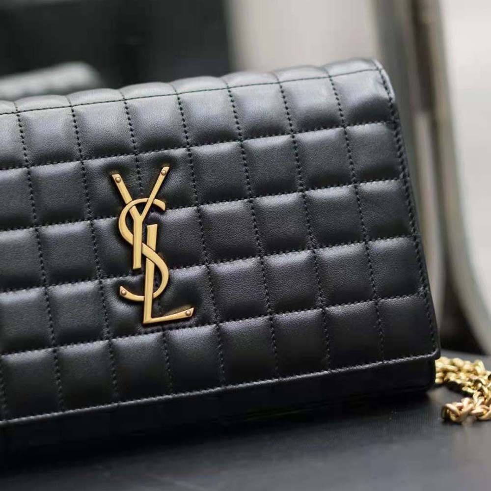 Saint Laurent YSL Women Le Maillon in Quilted Shiny Leather-Black - image 8