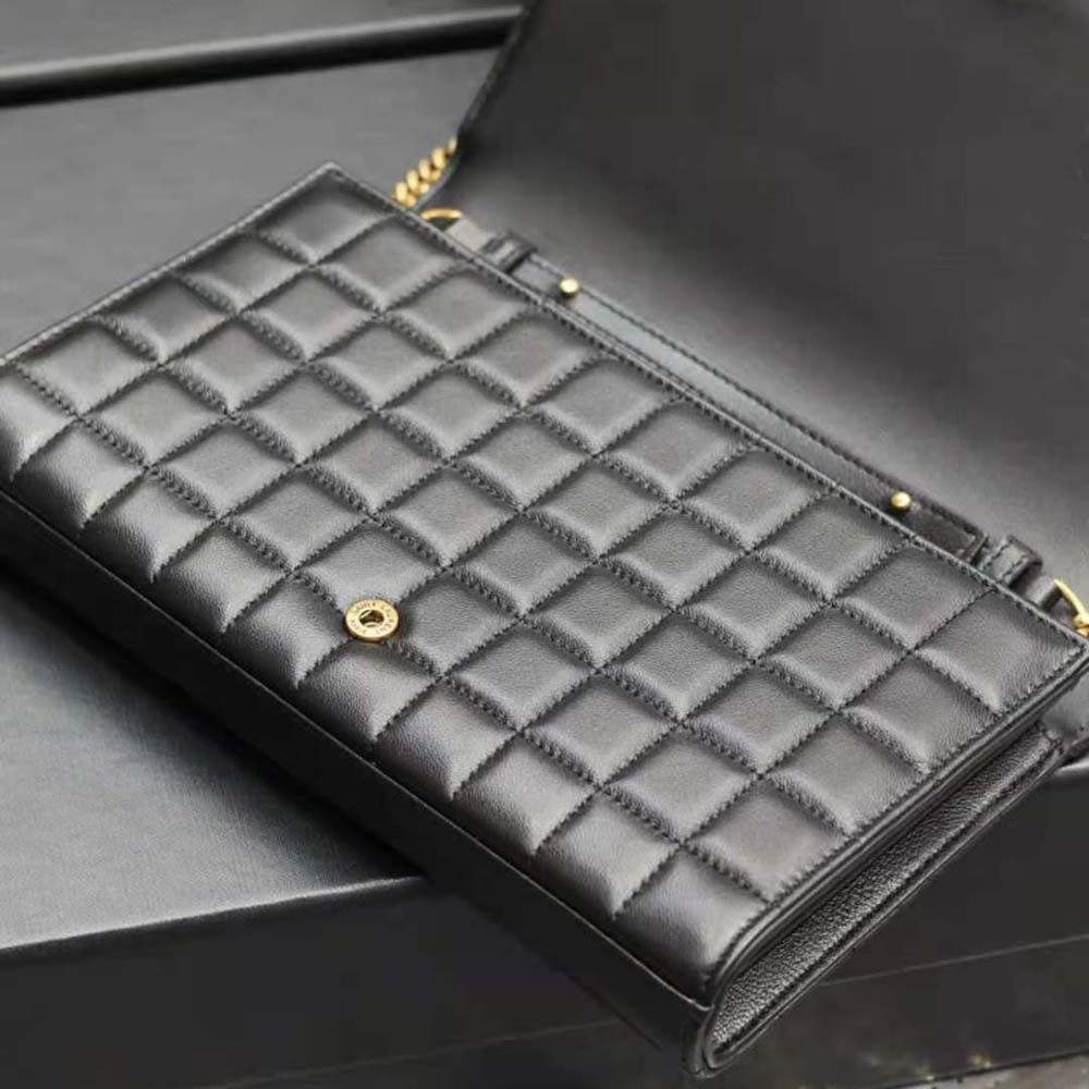 Saint Laurent YSL Women Le Maillon in Quilted Shiny Leather-Black - image 7