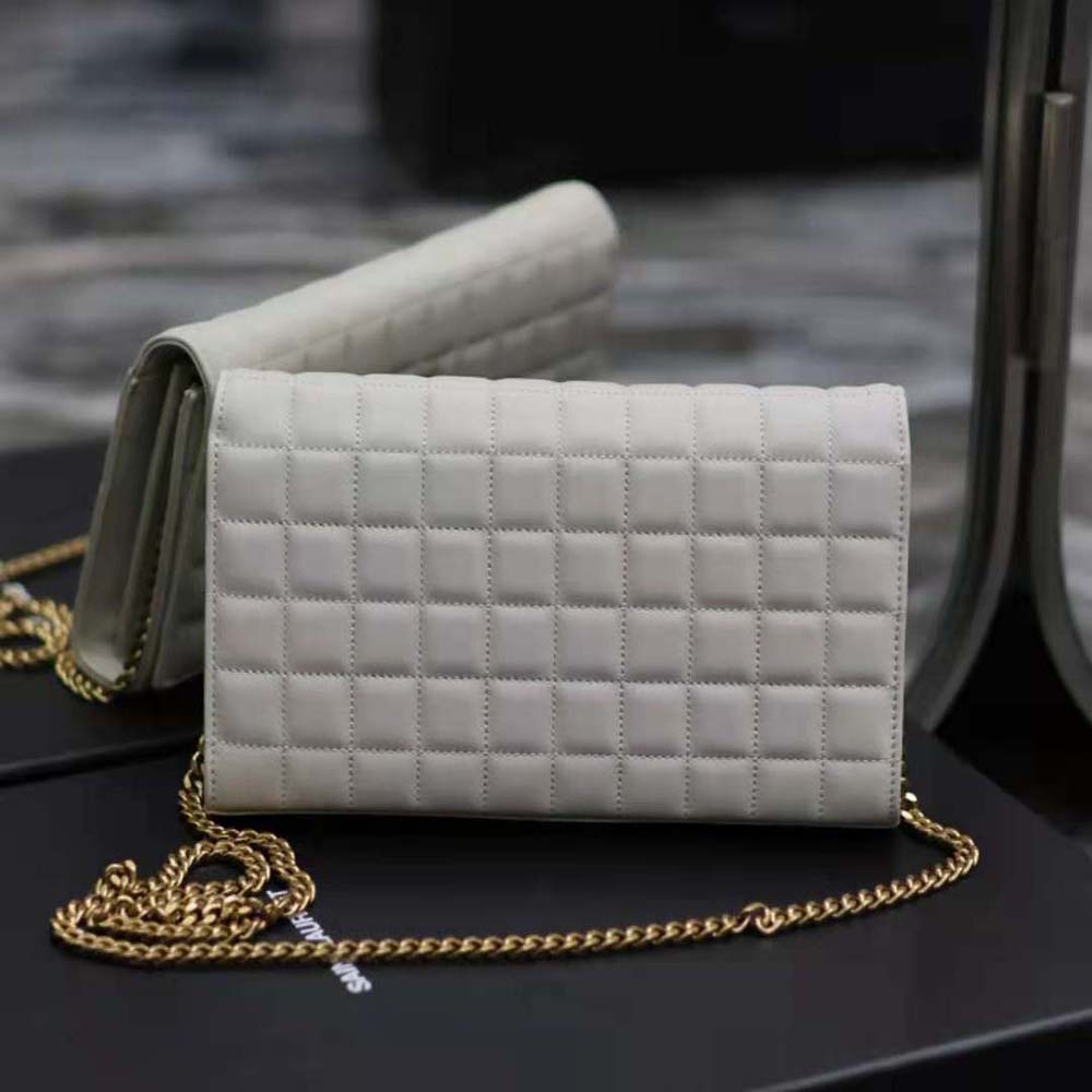 Side view showing compact silhouette of Saint Laurent YSL Le Maillon shoulder bag