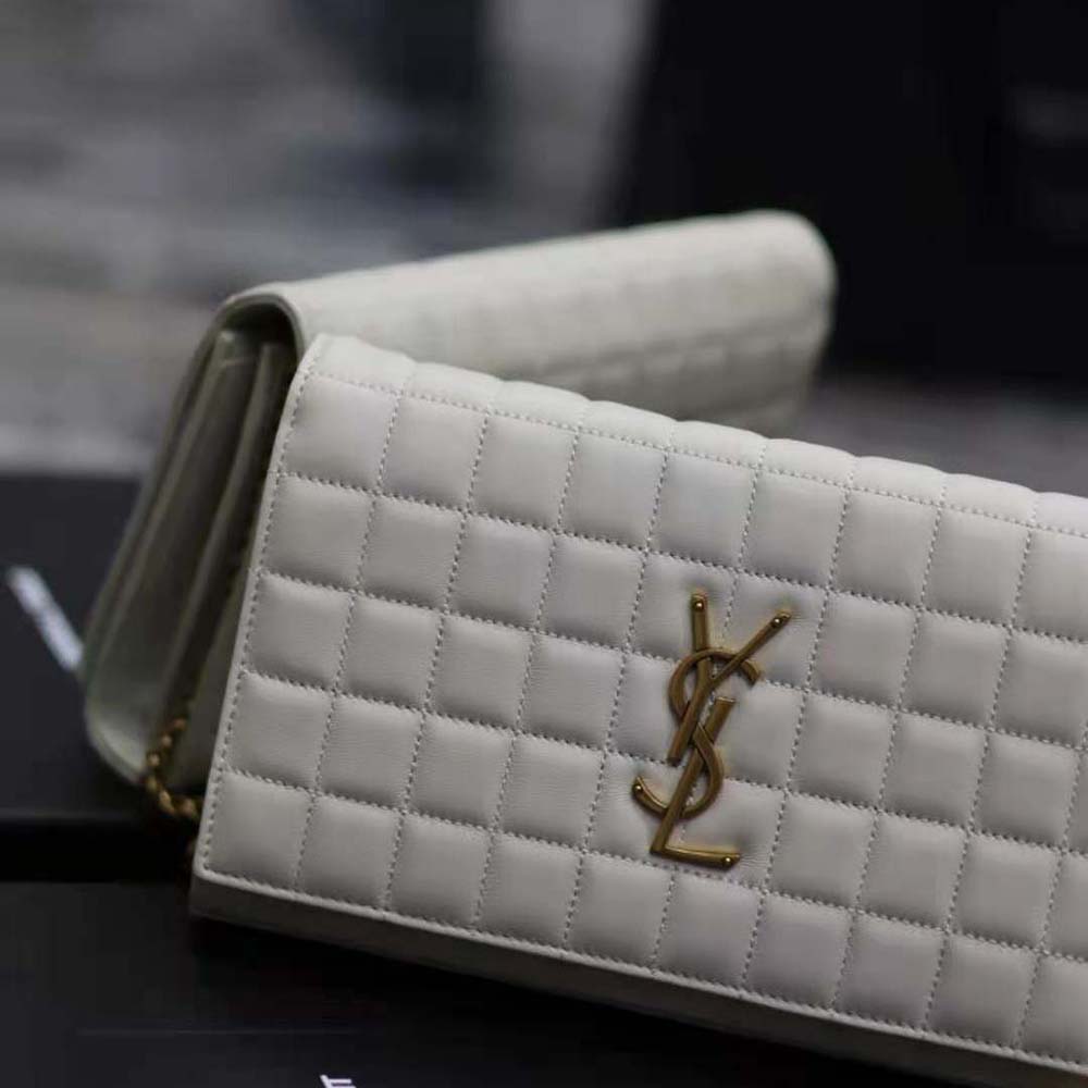 Saint Laurent YSL Women Le Maillon in Quilted Shiny Leather-White - image 5
