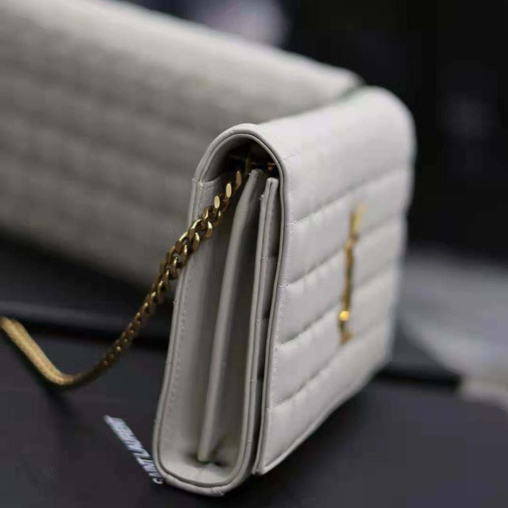 Saint Laurent YSL Women Le Maillon in Quilted Shiny Leather-White - image 6