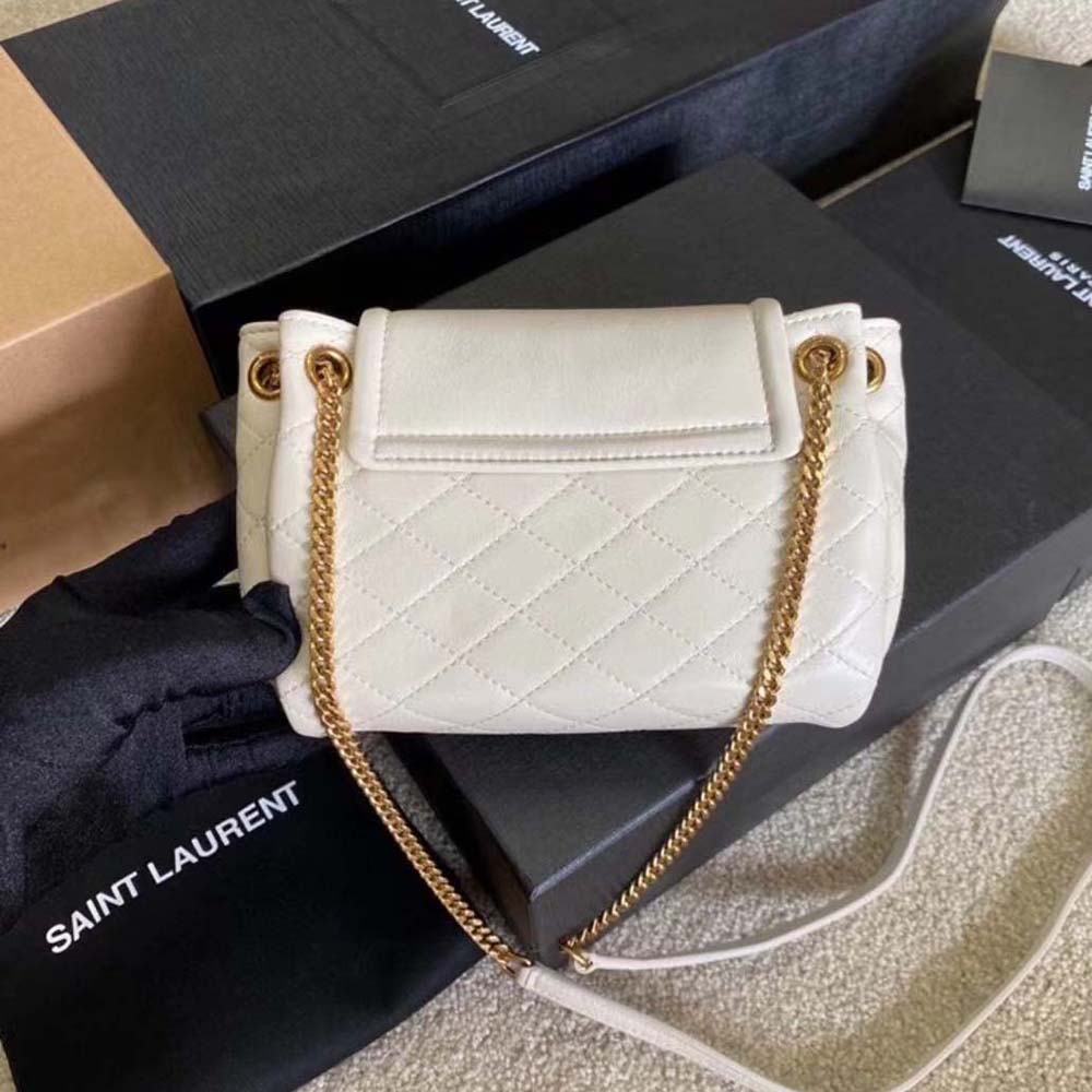 Side angle showing slim profile of Saint Laurent YSL Women Monogram Mini Nolita