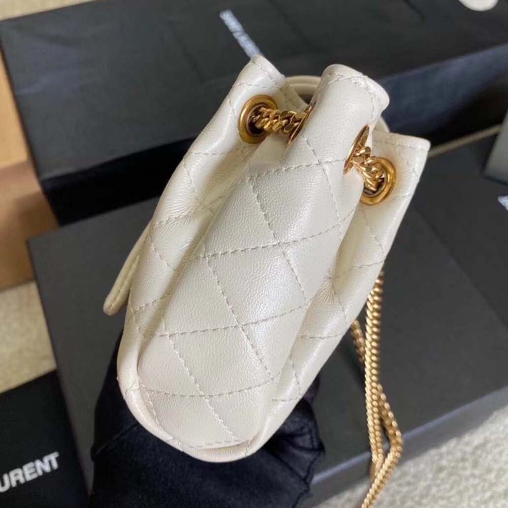 Saint Laurent YSL Women Monogram Mini Nolita in Lame Leather-White - image 7