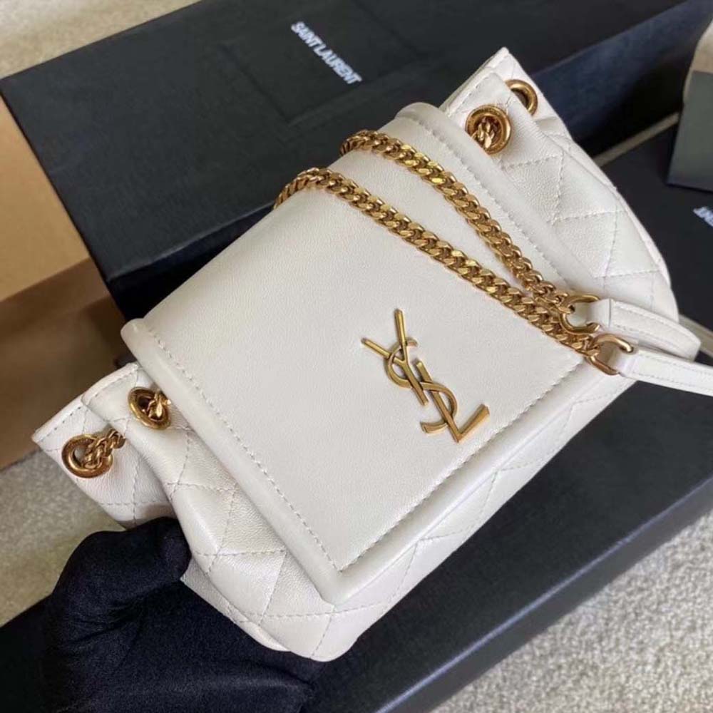 Saint Laurent YSL Women Monogram Mini Nolita in Lame Leather-White - image 4