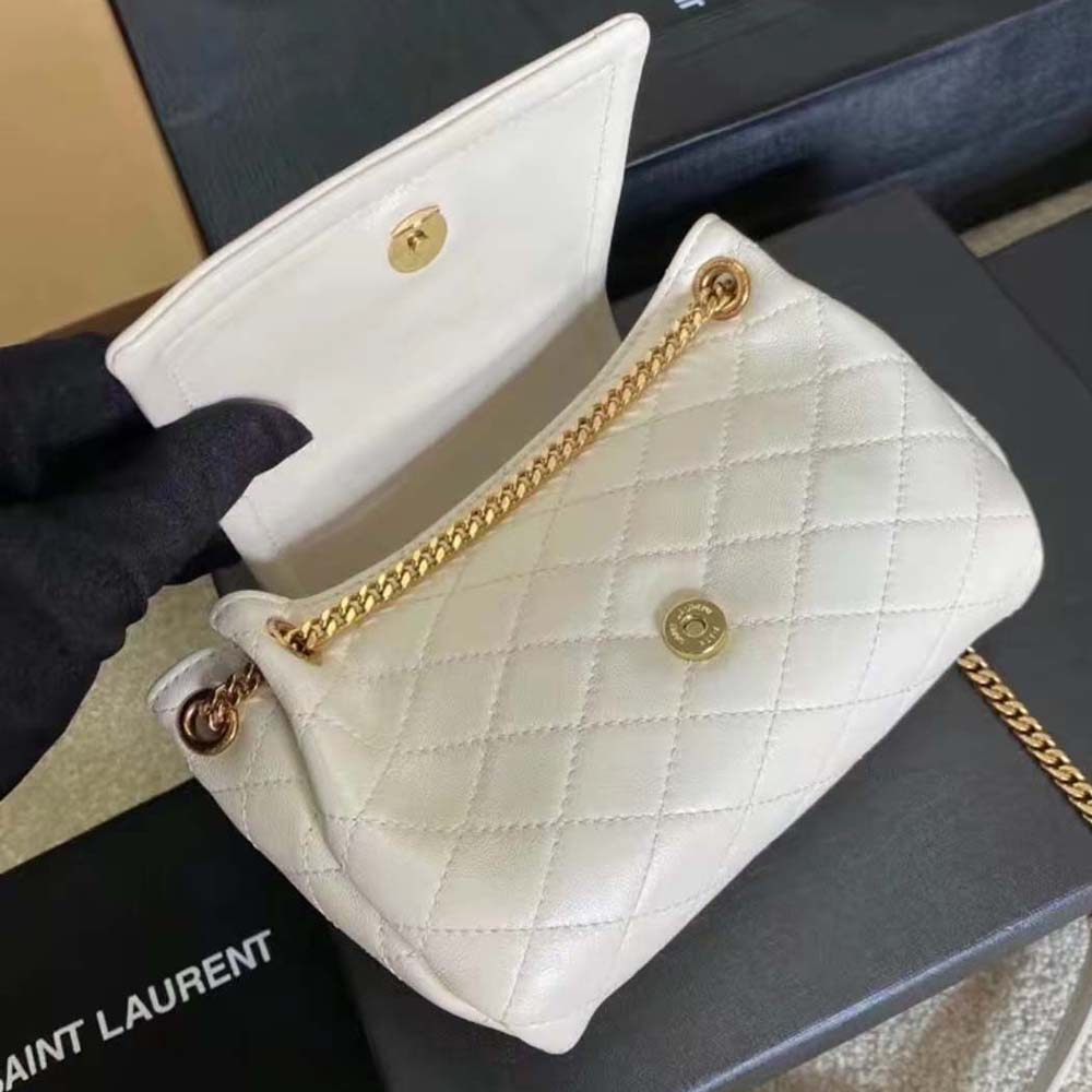 Saint Laurent YSL Women Monogram Mini Nolita in Lame Leather-White - image 5