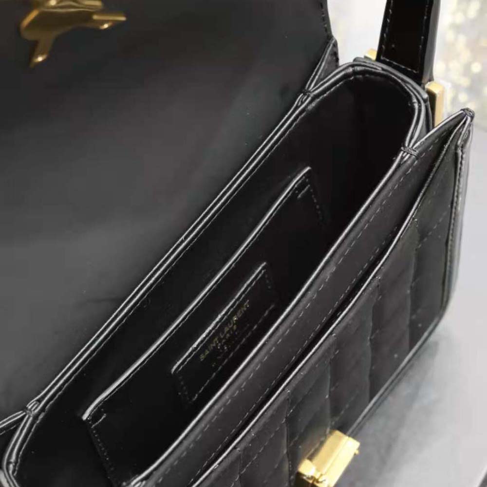 Saint Laurent YSL Women Solferino Small Satchel in Quilted Nubuck Suede-Black - image 10