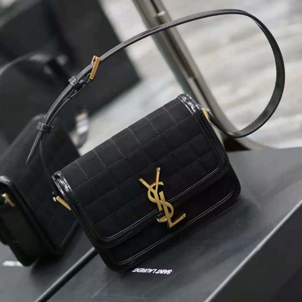 Saint Laurent YSL Women Solferino Small Satchel in Quilted Nubuck Suede-Black - image 4