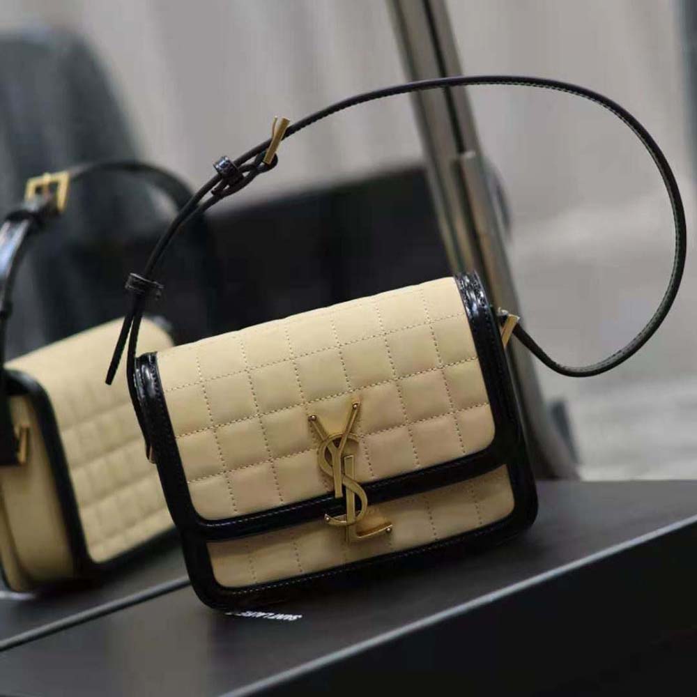 Side angle showing compact silhouette of Saint Laurent YSL Solferino Small