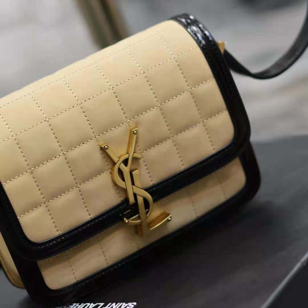 Saint Laurent YSL Women Solferino Small in Quilted Nubuck Suede-Beige - image 6