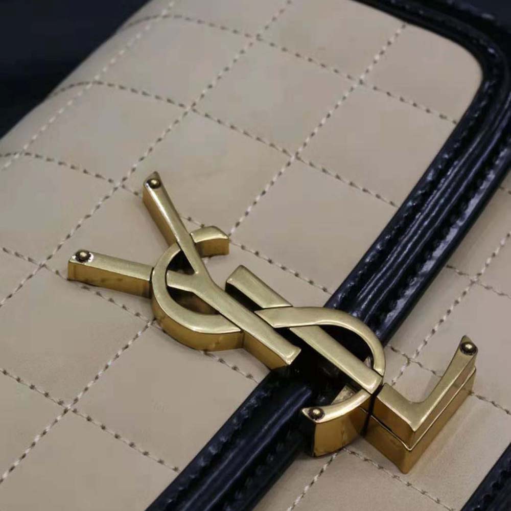 Saint Laurent YSL Women Solferino Small in Quilted Nubuck Suede-Beige - image 7