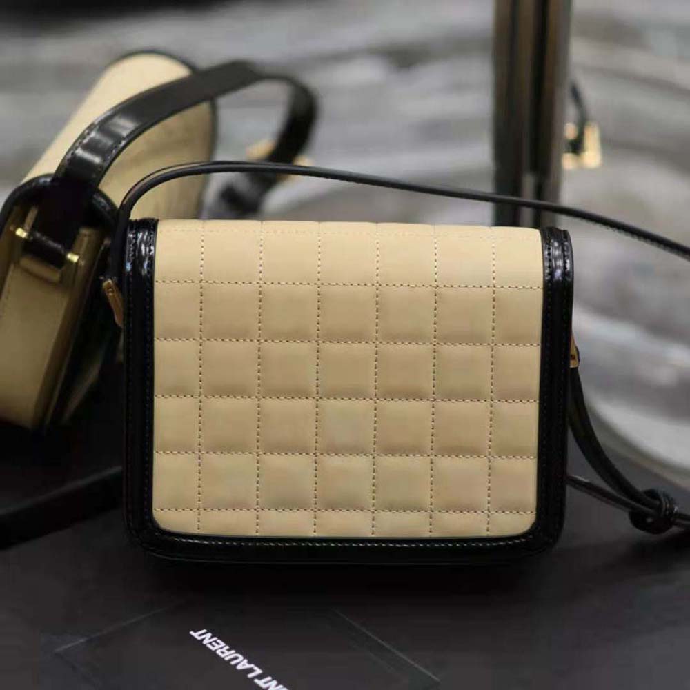 Saint Laurent YSL Women Solferino Small in Quilted Nubuck Suede-Beige - image 4