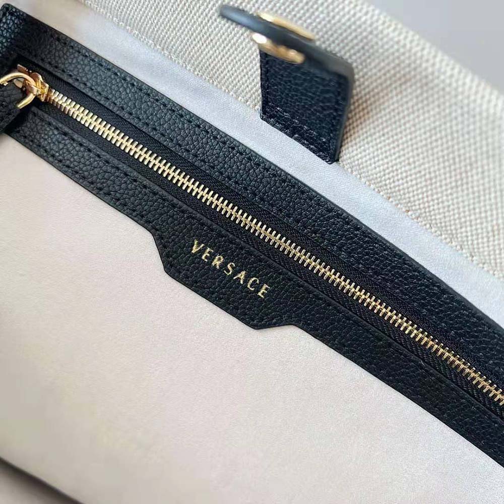 Versace Women La Medusa Canvas Large Tote Bag-Beige - image 9