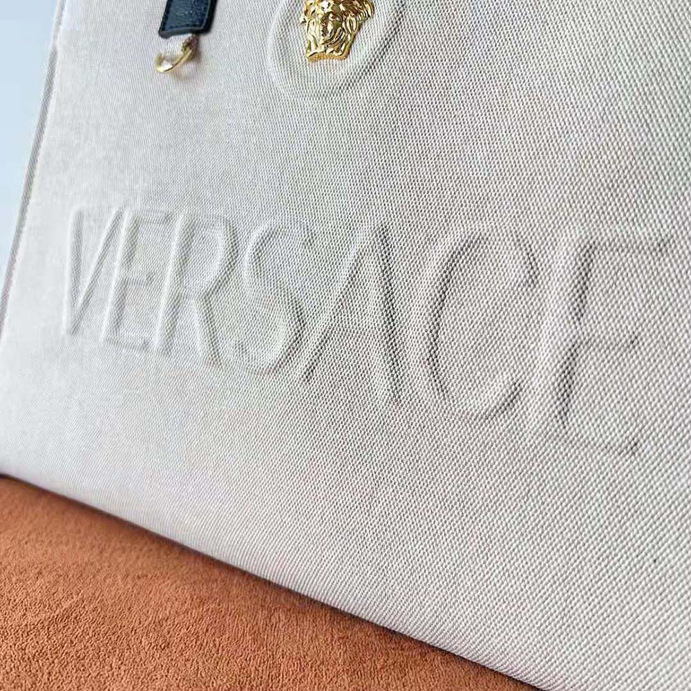 Versace Women La Medusa Canvas Large Tote Bag-Beige - image 7