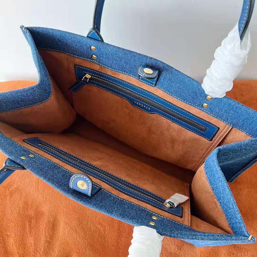 Versace Women La Medusa Denim Large Tote Bag-Blue - image 6