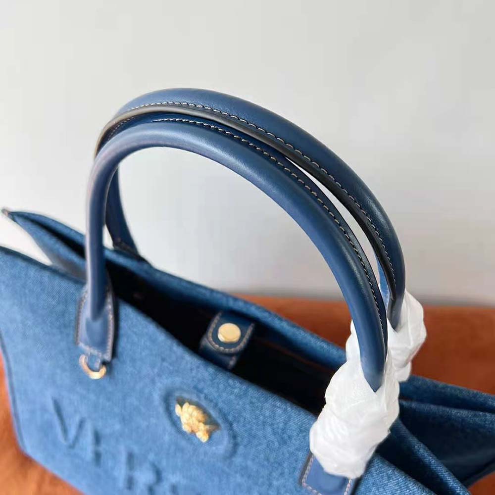 Versace Women La Medusa Denim Large Tote Bag-Blue - image 7