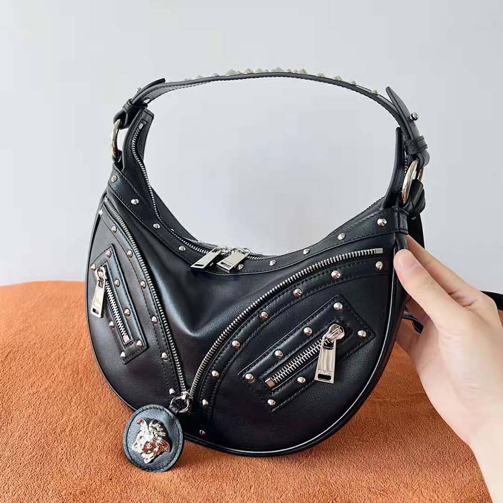 Versace Women Repeat Small Hobo Bag-Black - image 4