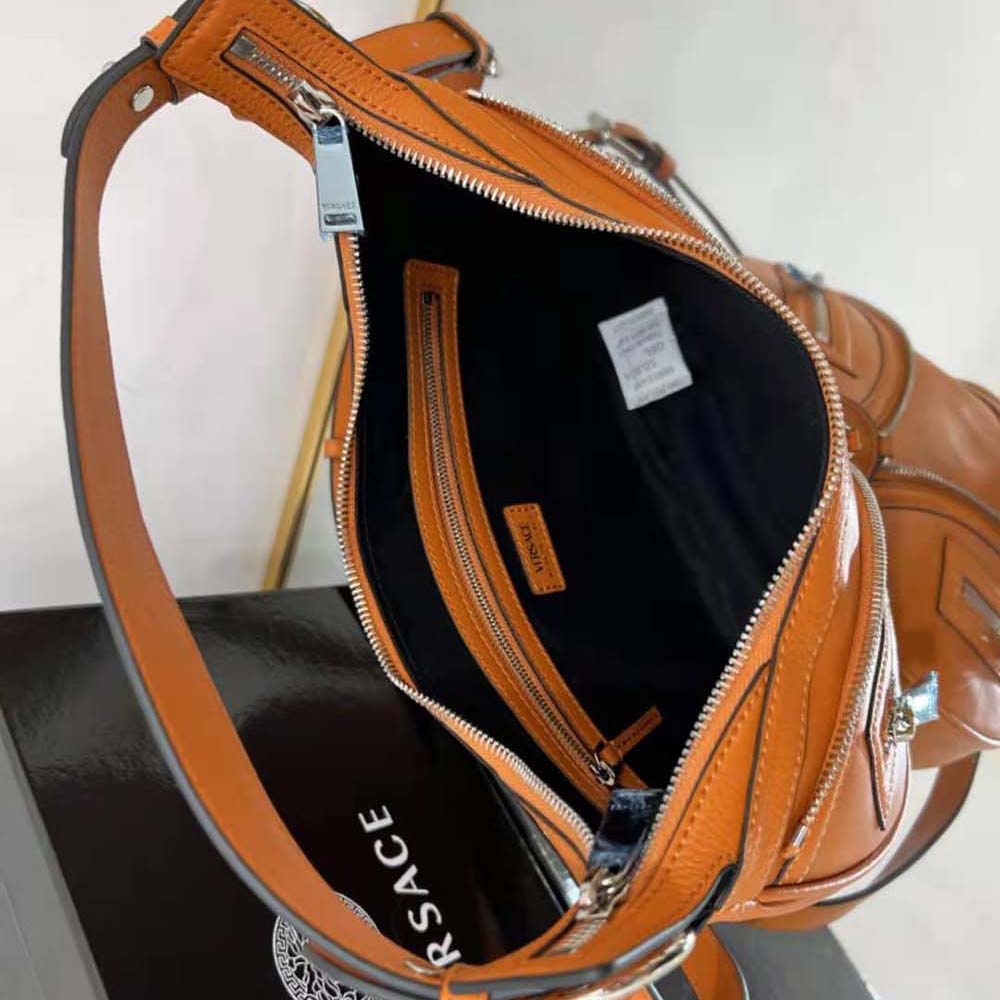 Versace Women Repeat Small Hobo Bag-Orange - image 7