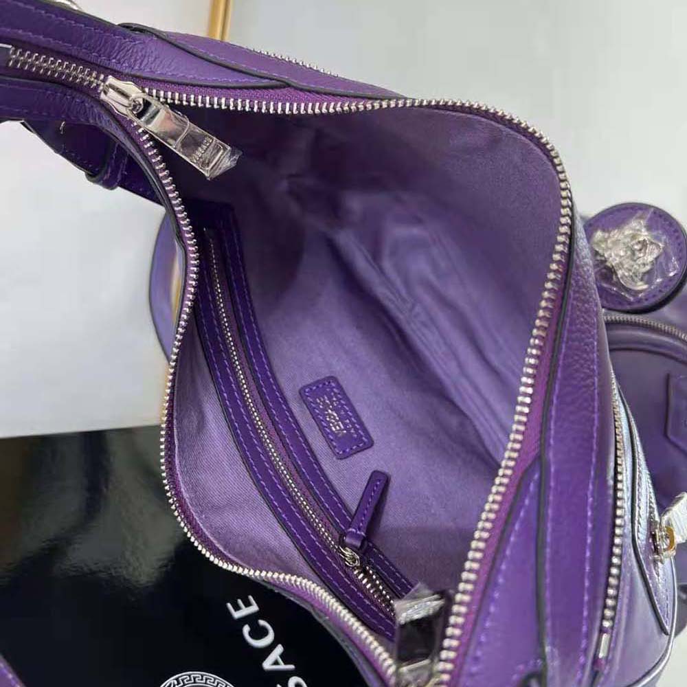 Versace Women Repeat Small Hobo Bag-Purple - image 9