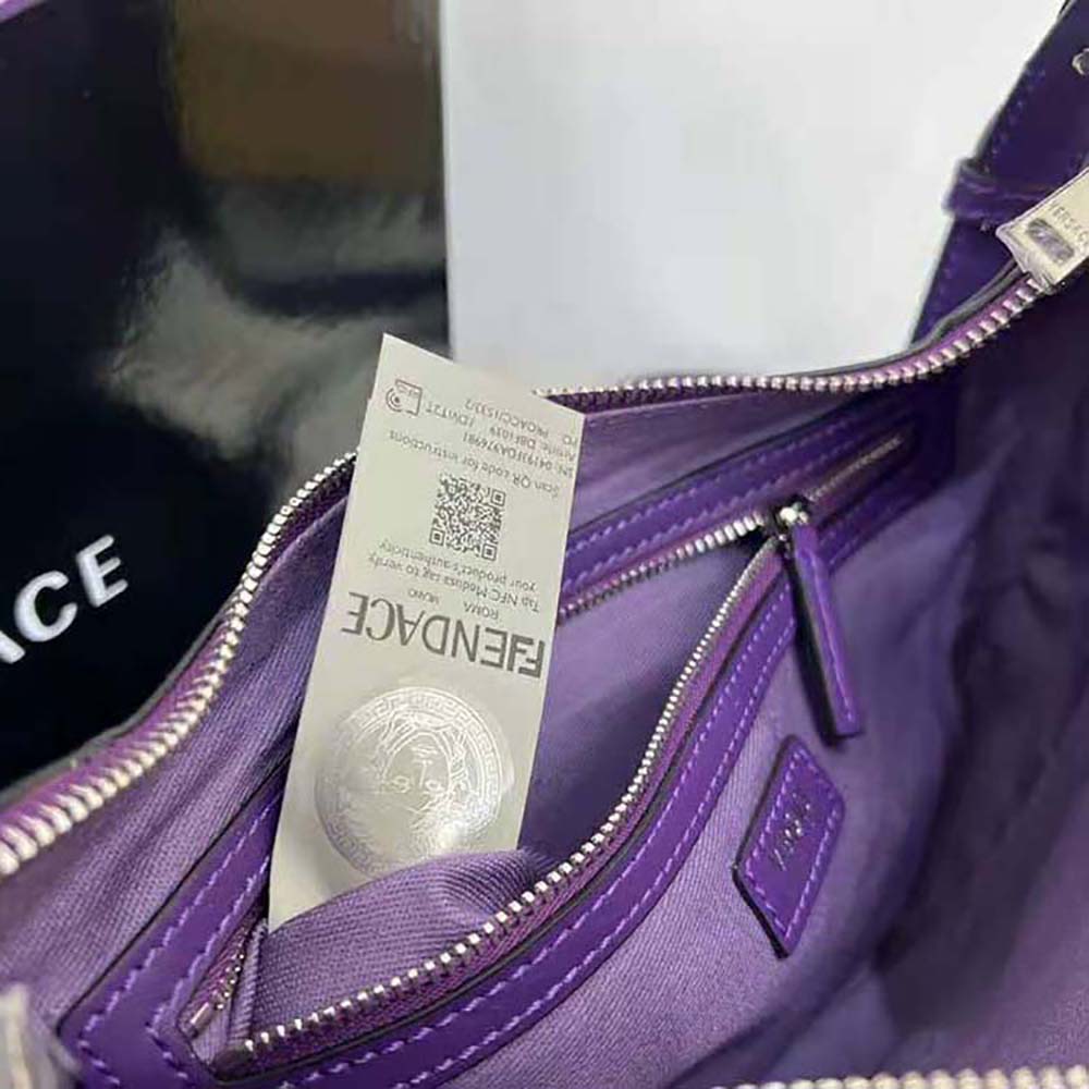 Versace Women Repeat Small Hobo Bag-Purple - image 10