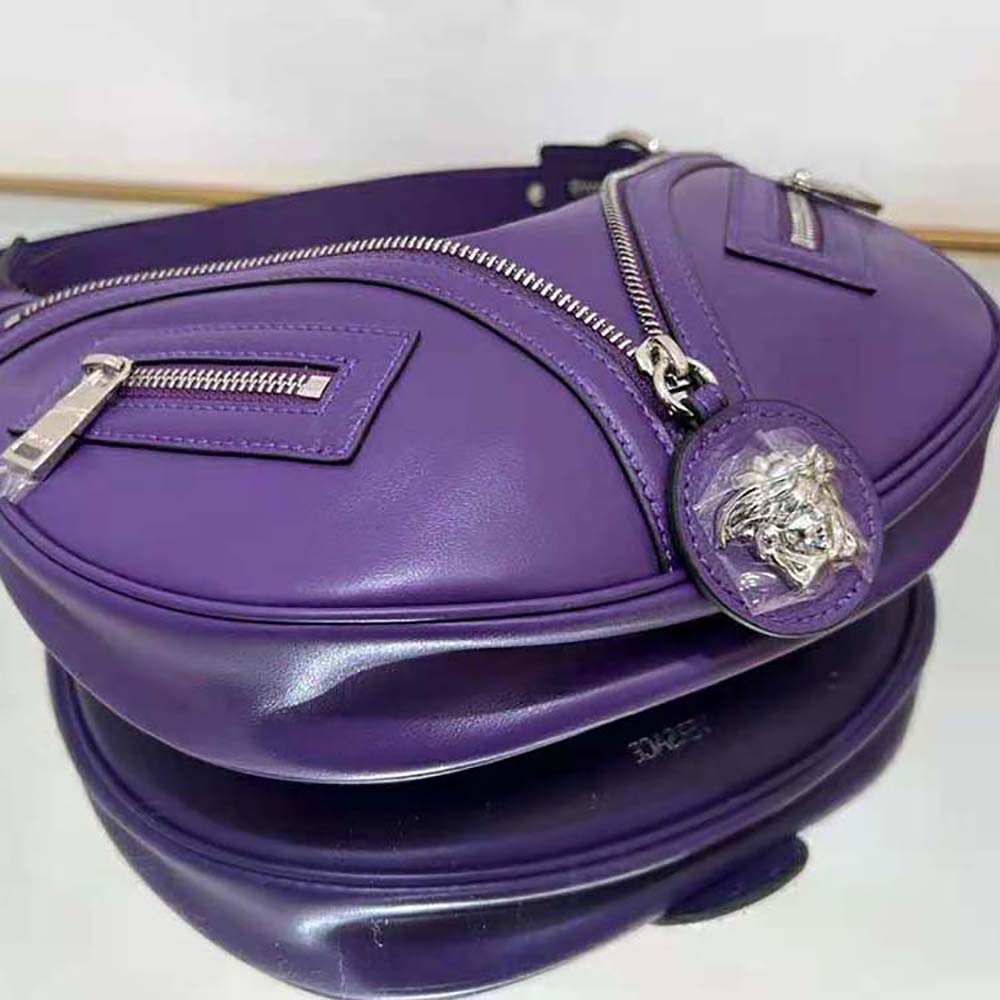 Versace Women Repeat Small Hobo Bag-Purple - image 6