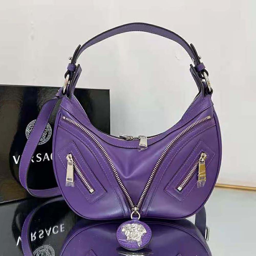 Versace Women Repeat Small Hobo Bag-Purple - image 4