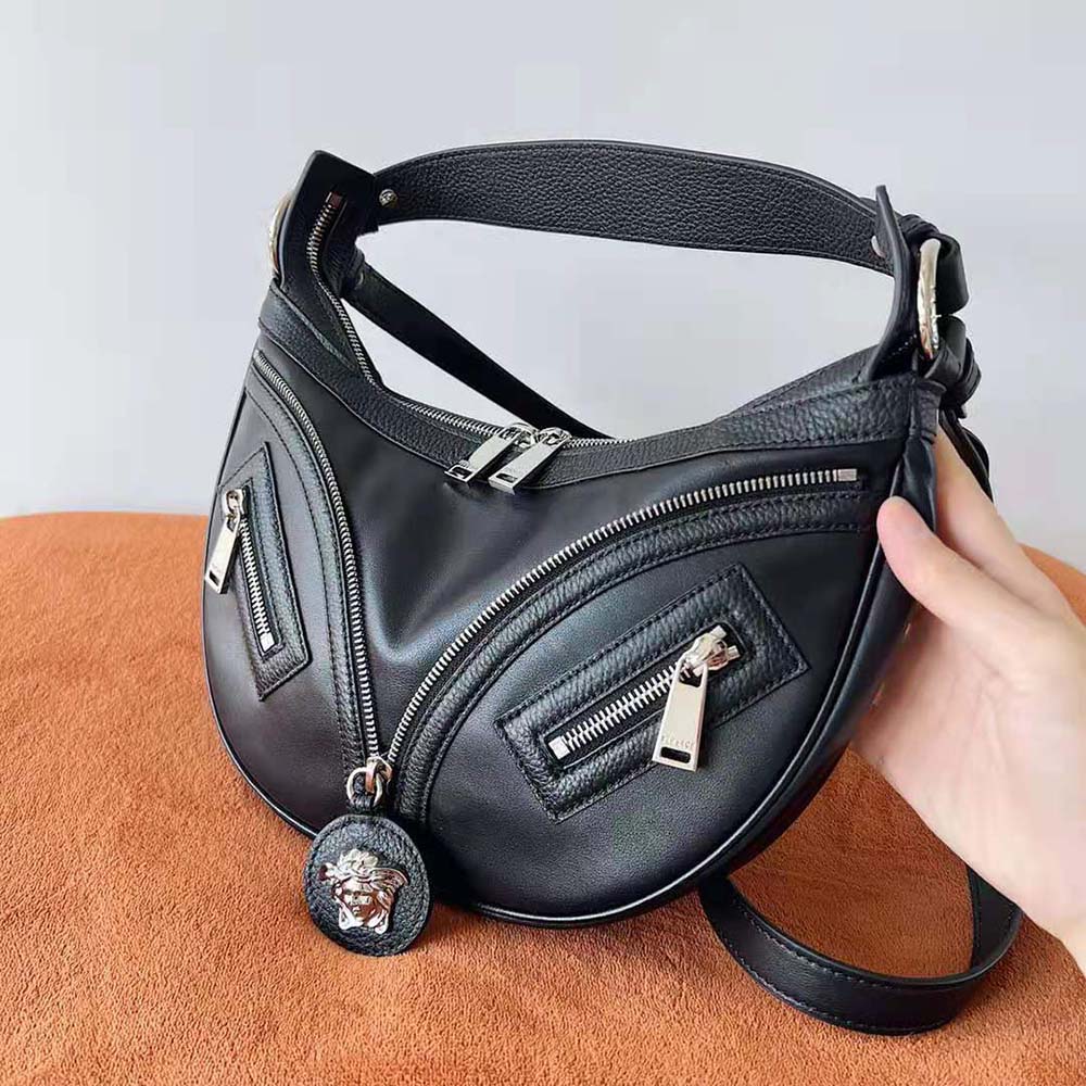 Versace Women Repeat Small Hobo Bag in Black - image 5