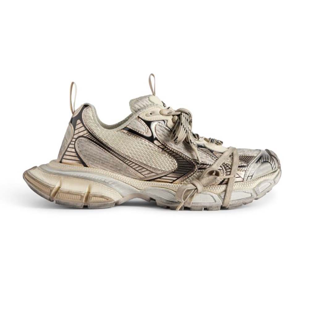 Side profile of Balenciaga Unisex 3XL Sneaker in beige mesh