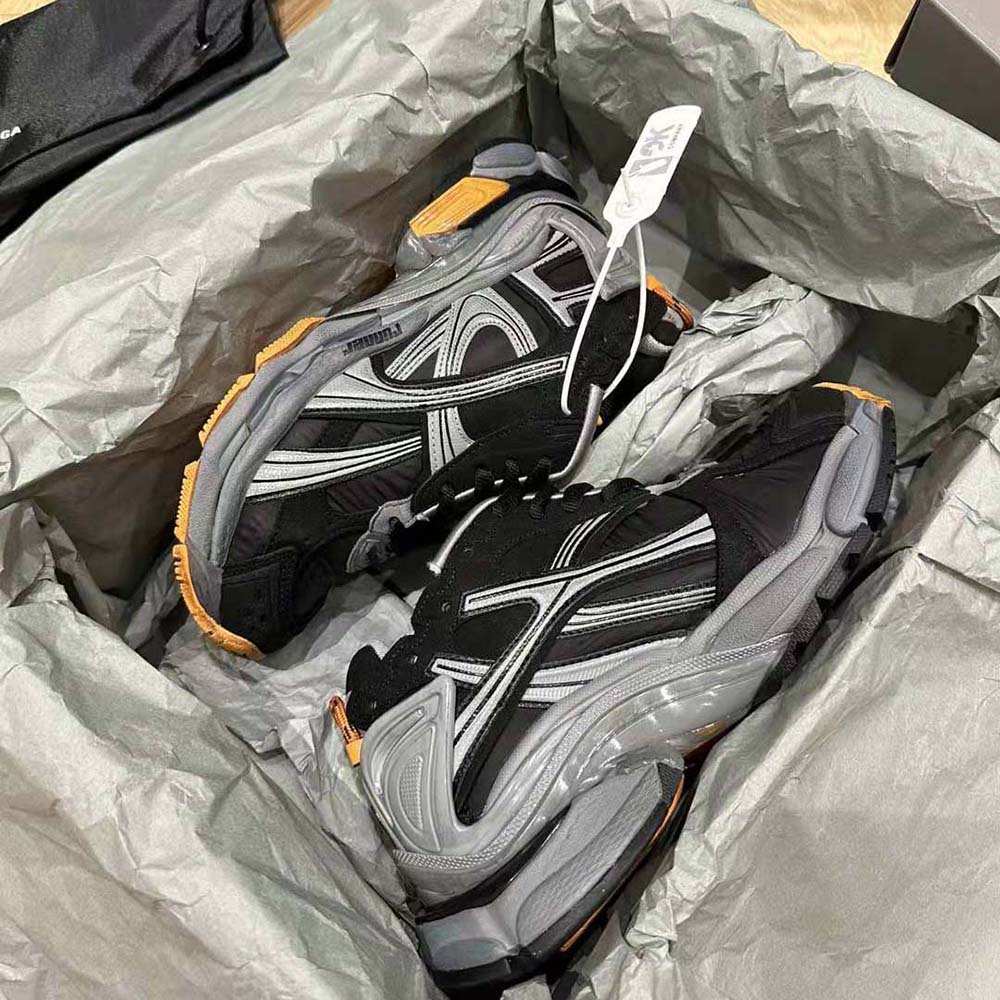 Balenciaga Unisex Runner Sneaker in Black/Grey/Neon Orange Nylon and Suede-like Fabric - image 5