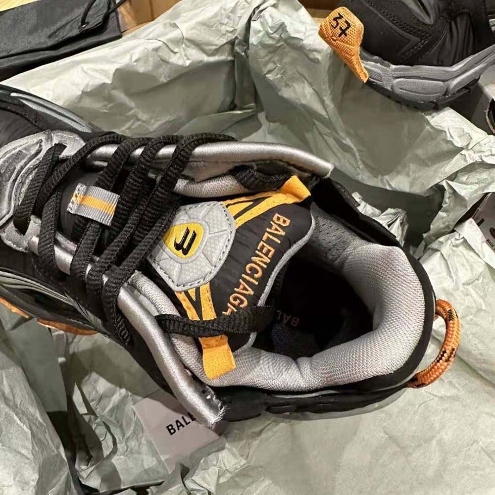 Balenciaga Unisex Runner Sneaker in Black/Grey/Neon Orange Nylon and Suede-like Fabric - image 8