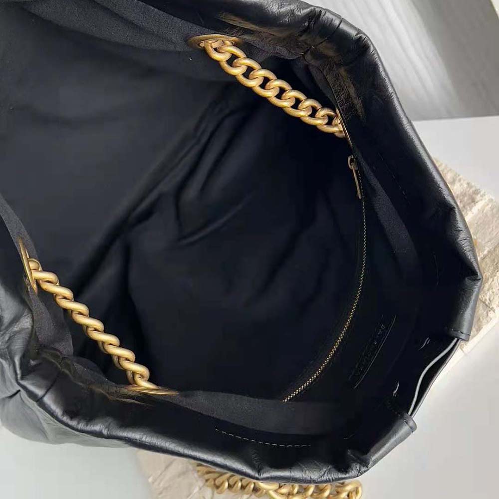 Balenciaga Women Crush Medium Tote Bag in Black Crushed Calfskin - image 9