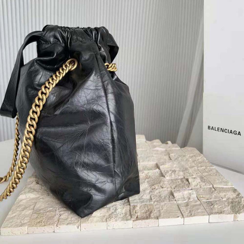 Balenciaga Women Crush Medium Tote Bag in Black Crushed Calfskin - image 4