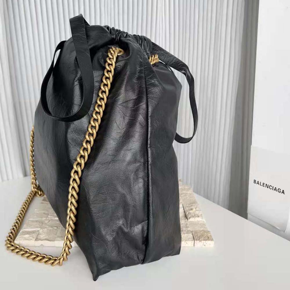 Balenciaga Women Crush Medium Tote Bag in Black Crushed Calfskin - image 5