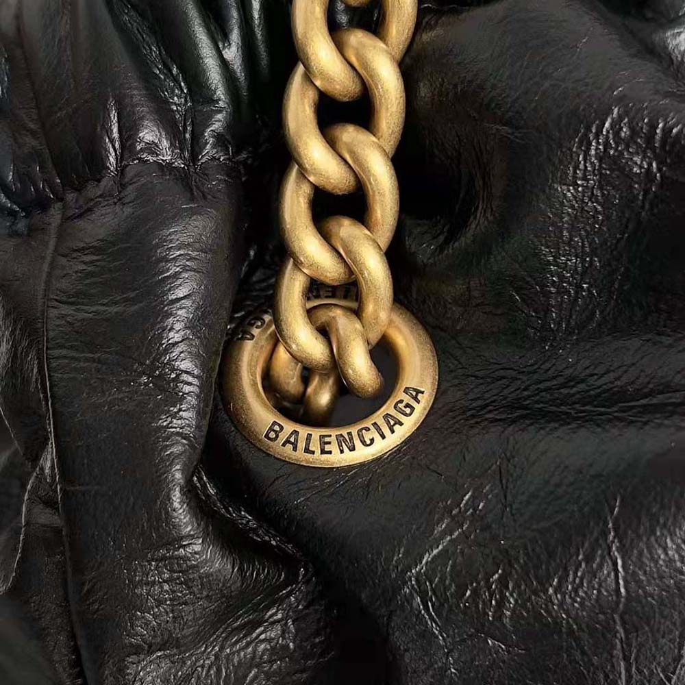 Balenciaga Women Crush Medium Tote Bag in Black Crushed Calfskin - image 7