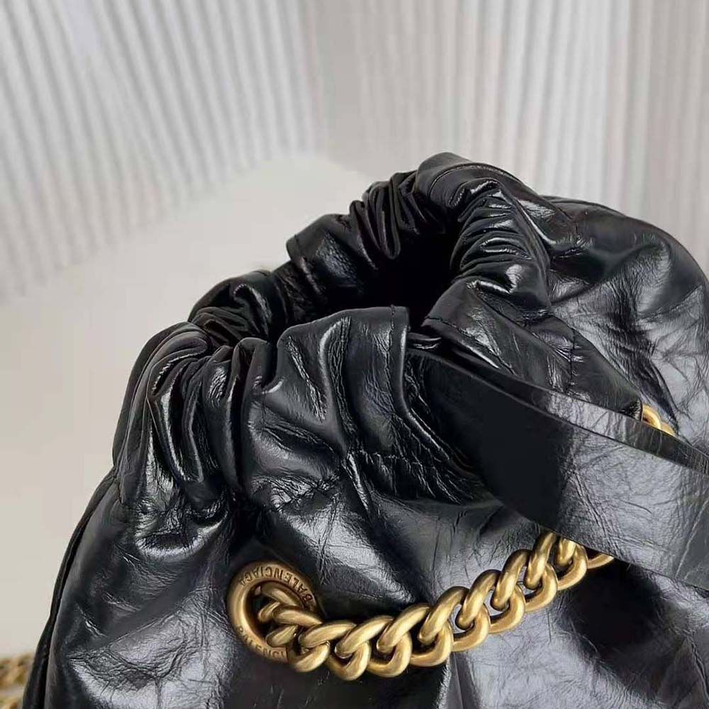Balenciaga Women Crush Small Tote Bag in Black Crushed Calfskin - image 4