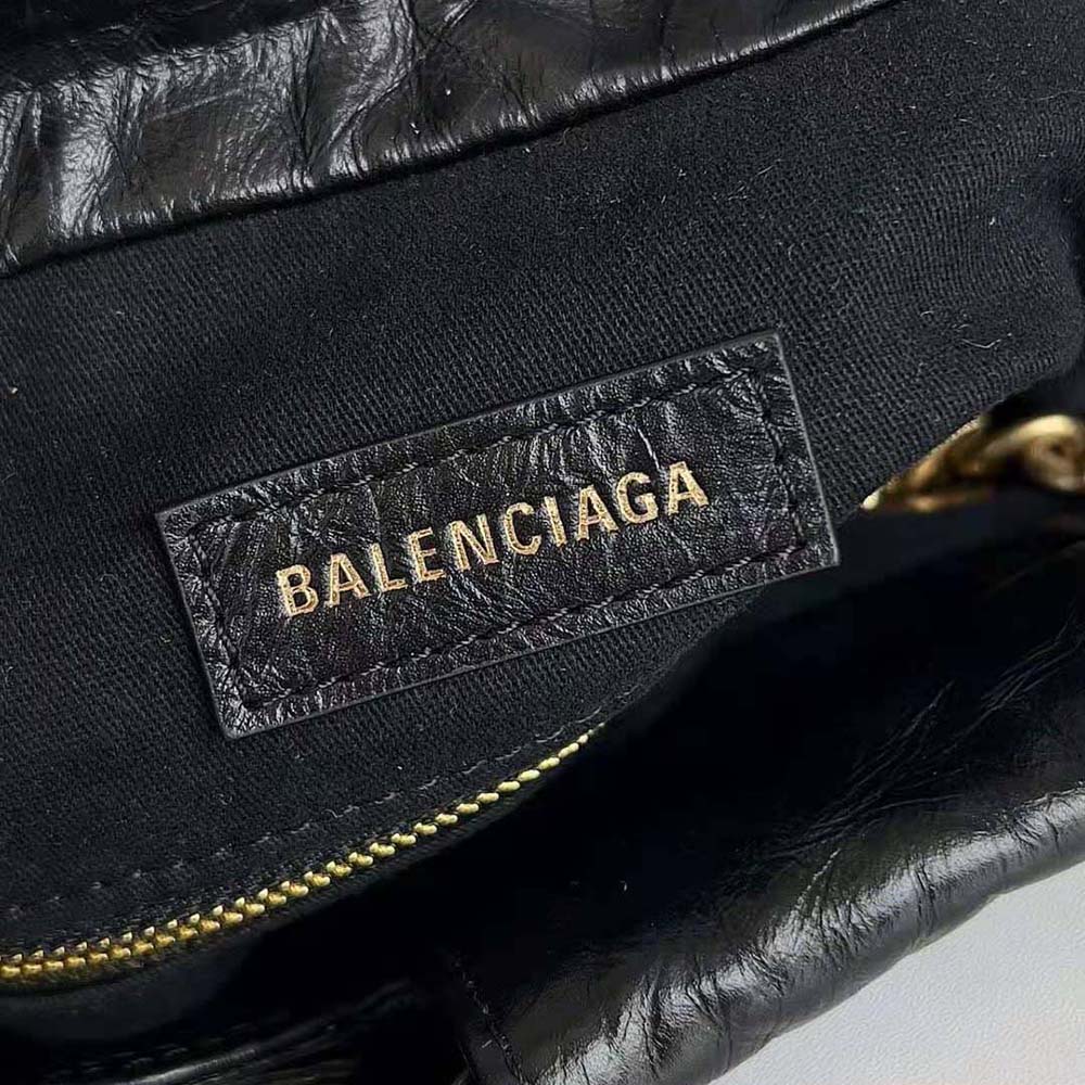 Balenciaga Women Crush Small Tote Bag in Black Crushed Calfskin - image 9