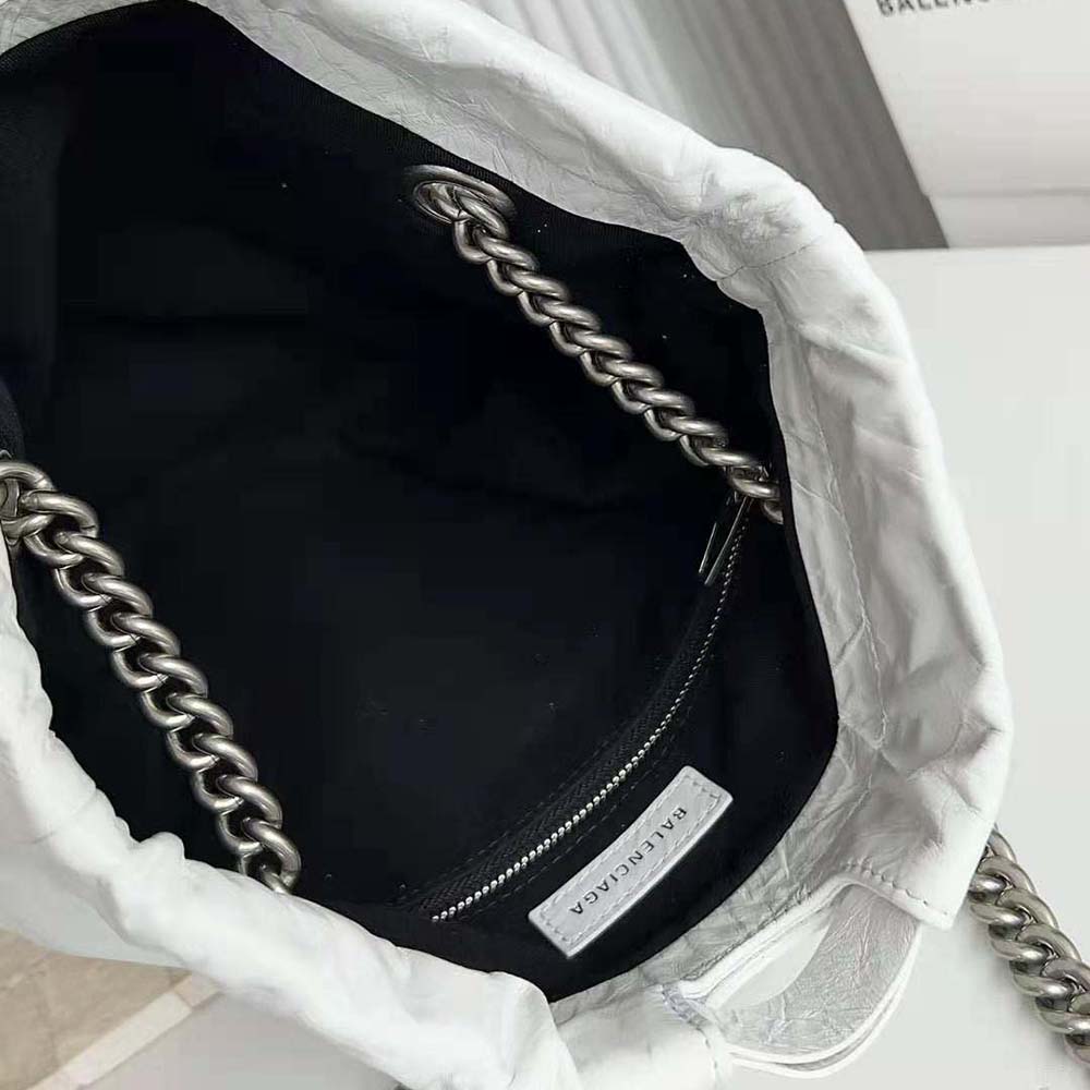 Balenciaga Women Crush Small Tote Bag in White Crushed Calfskin - image 8